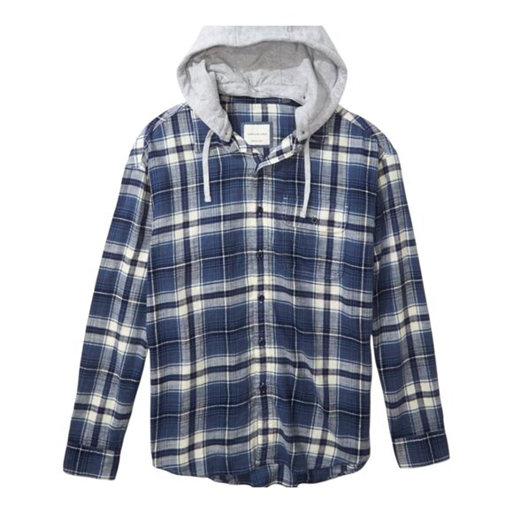 NEW American Eagle Super Soft Hooded Plaid Flannel Button-front Shirt Men's XXL - Picture 2 of 9